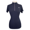 AA Platinum CleanCool Half Zip Short Sleeve Top in Black/Rose Gold Zipper - Women's Small