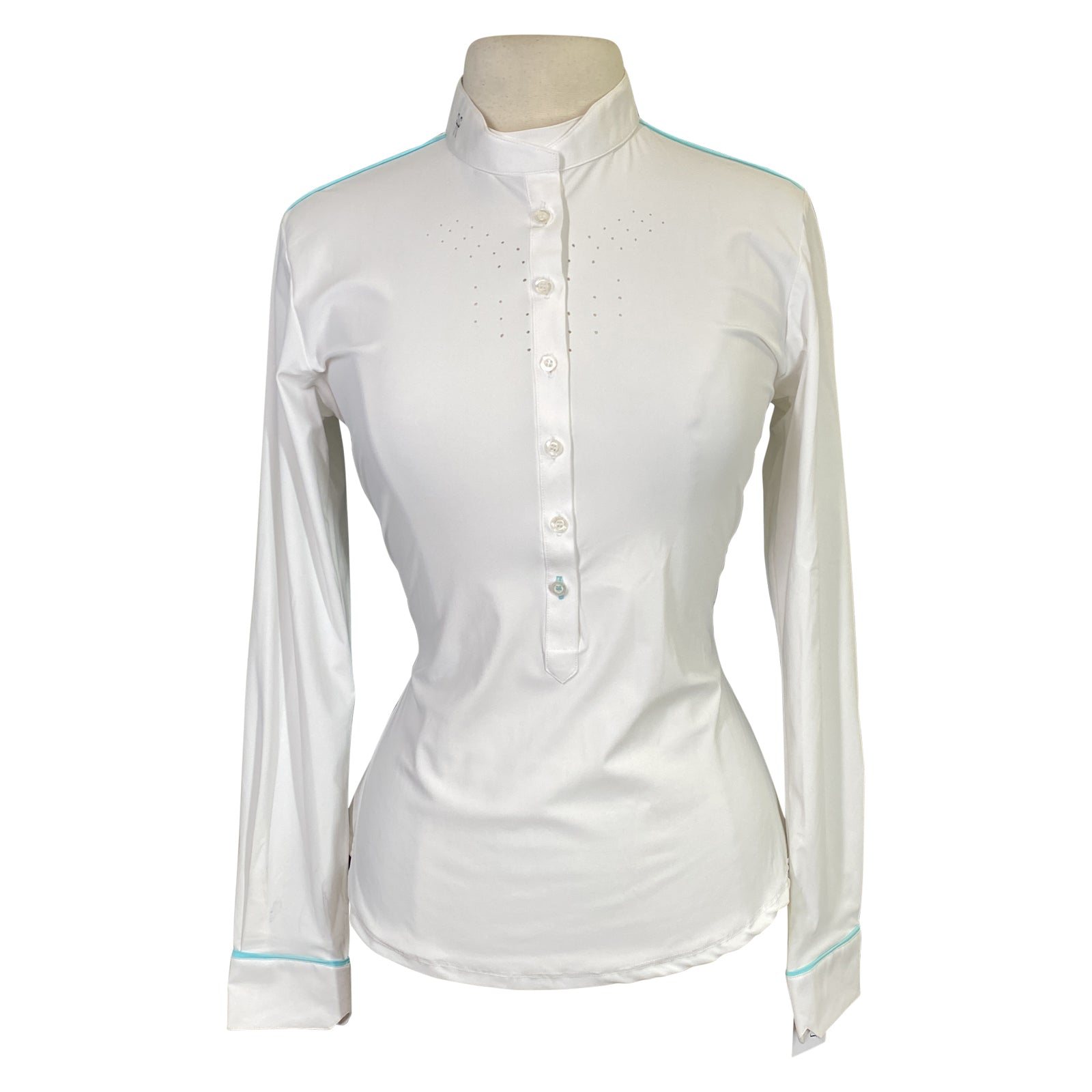 Front of Horse Pilot 'Aerolight' Long Sleeve Show Shirt in White - Women's Large