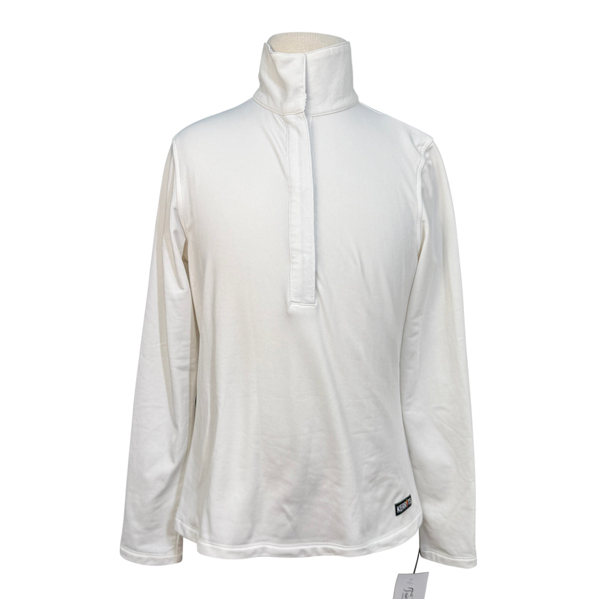 White collared long sleeve shirt on mannequin with white background.