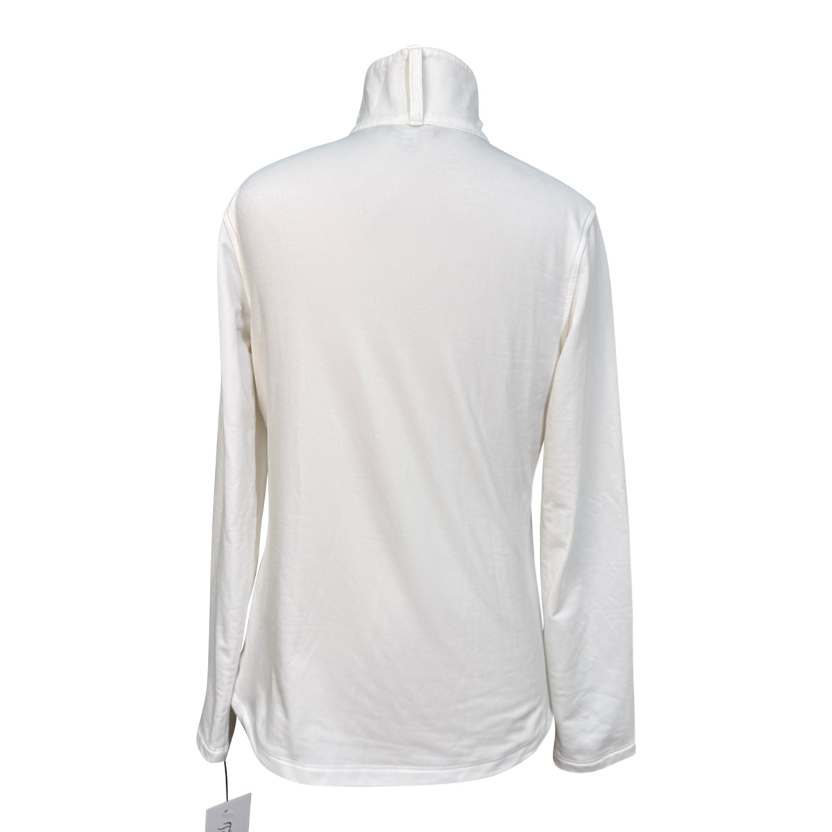 White long-sleeve shirt on a mannequin with a white background