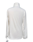 White long-sleeve shirt on a mannequin with a white background