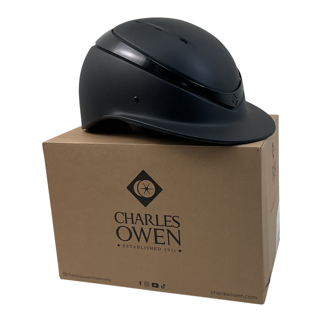 Charles Owen 'Luna' Wide Peak Helmet in Black Matte/Black Gloss 