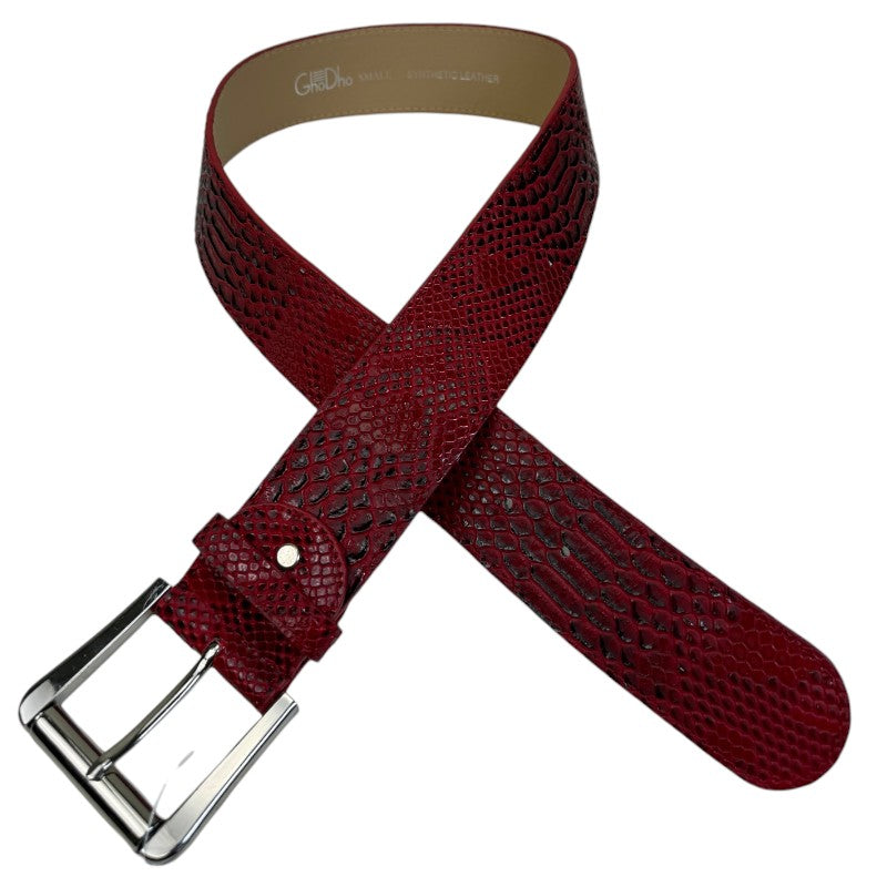 GhoDho Vegan Belt in Red Snakeskin
