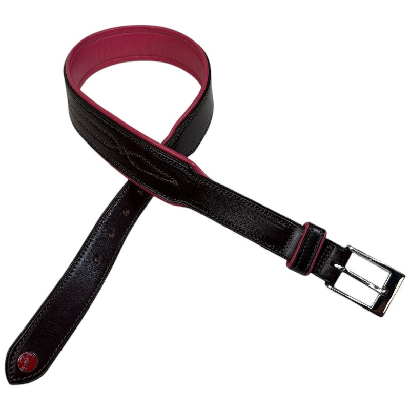Walsh Padded Fancy Stitched Belt in Brown/Pink