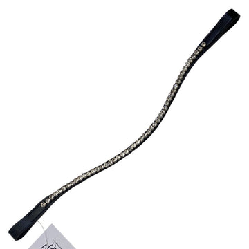 Halter Ego Crystal SlimLine Browband in Black/Clear Crystals - 16.5