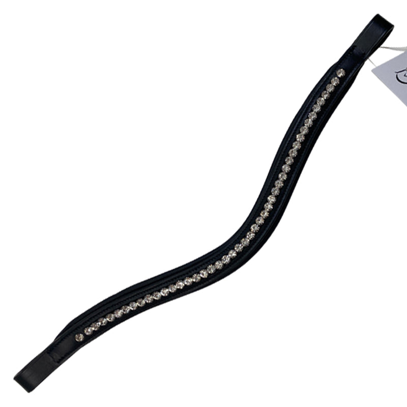 Padded Crystal Wave Browband in Black - 16.5&quot; (Full)