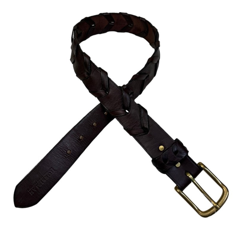 Horse|Man Italy Leather Braided Belt in Brown