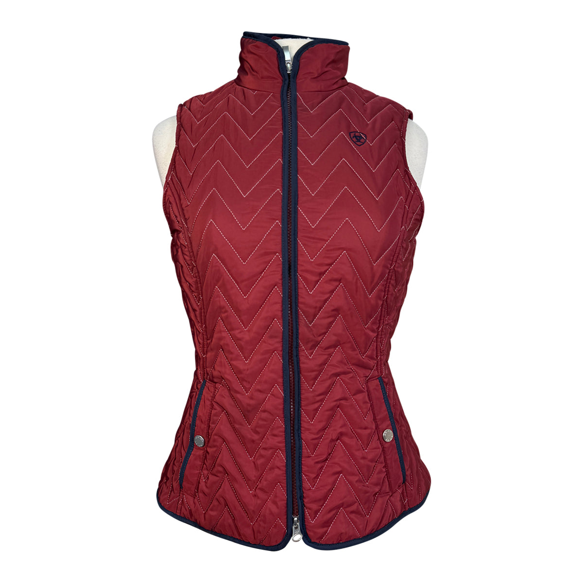Ariat 'Ashley' Insulated Vest in Burgundy/Fox Hunting - Women's Small