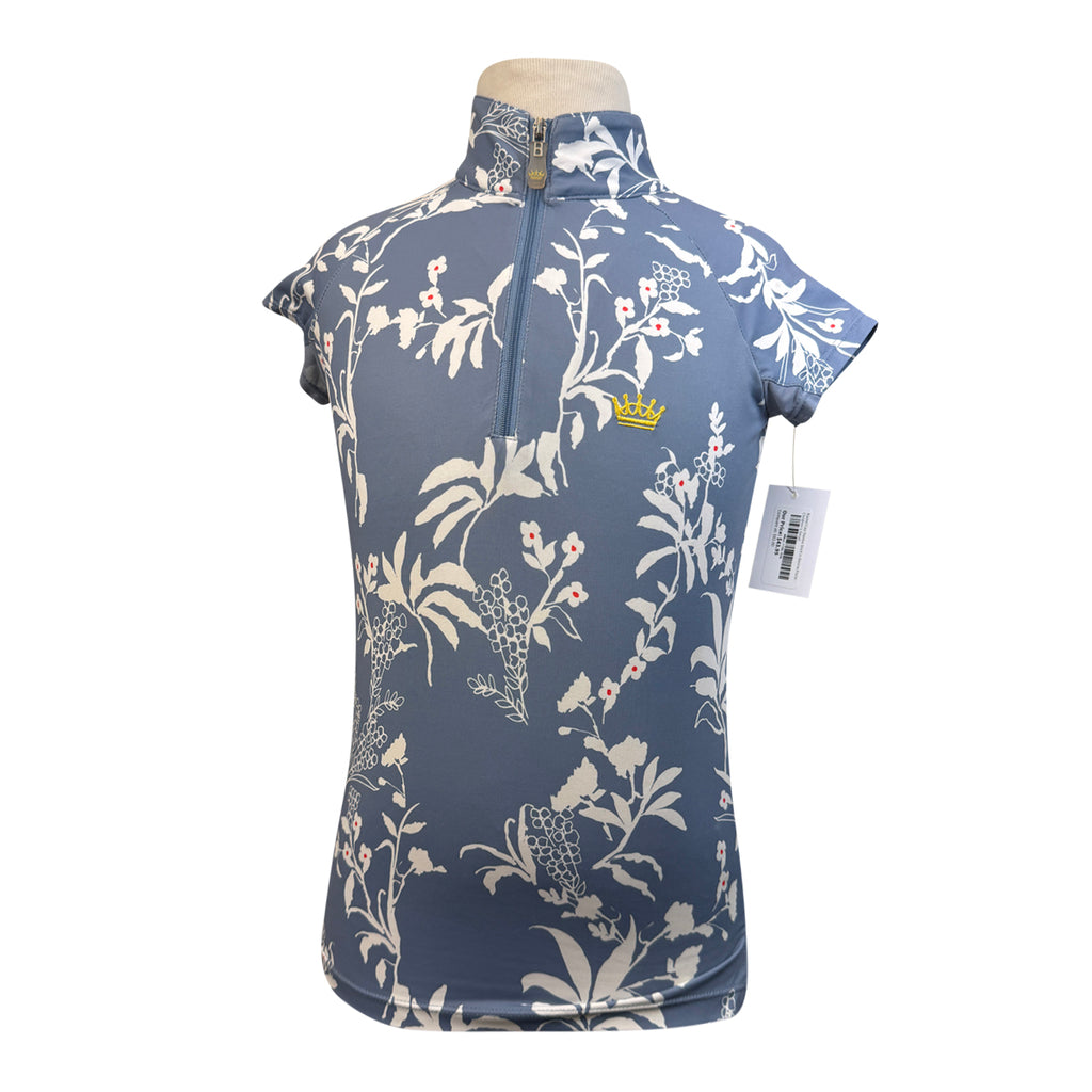 Kastel Cap Sleeve Shirt in Denim Floral