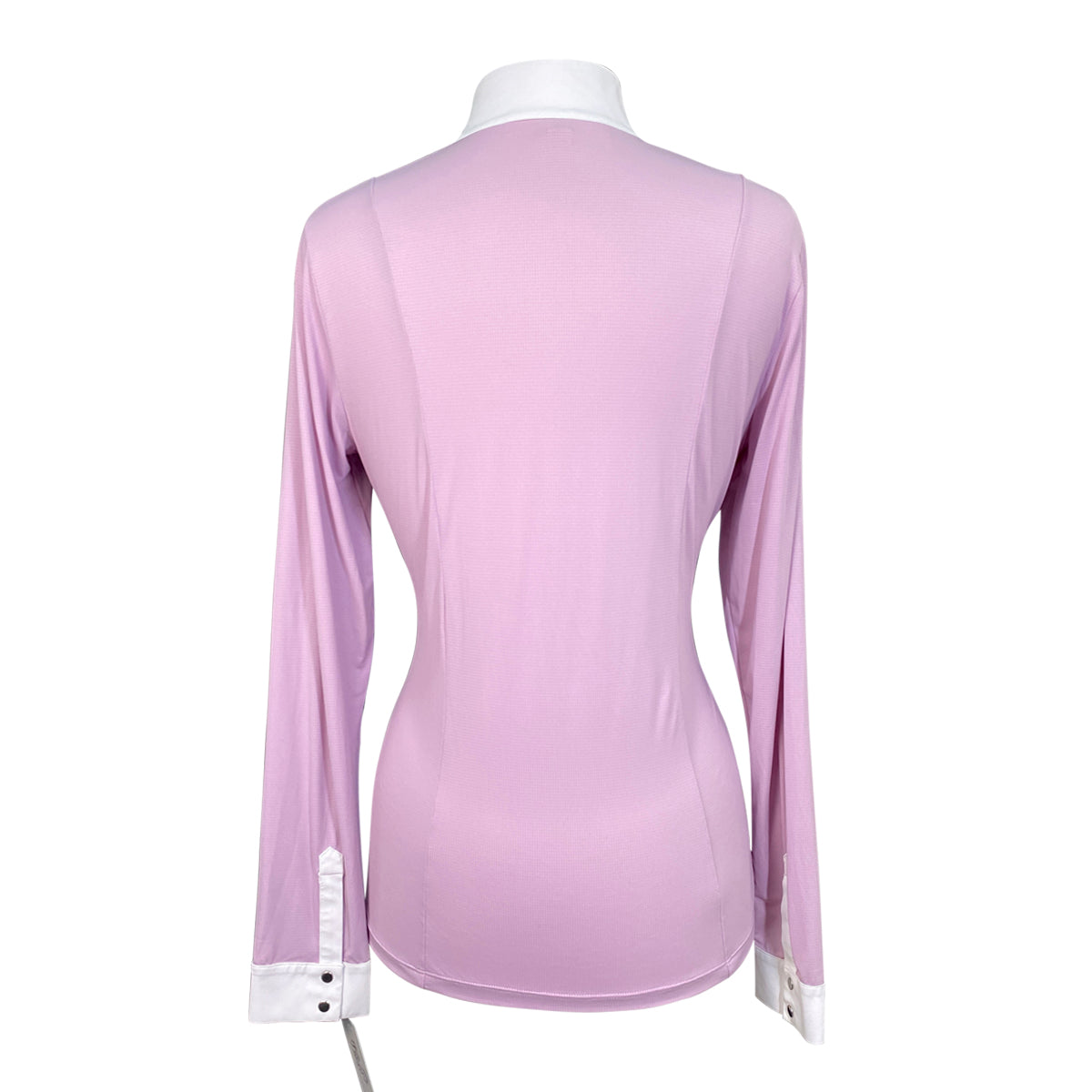 Back of Hannah Childs Luna Long Sleeve Show Shirt in Lavender Fog - Women's XL