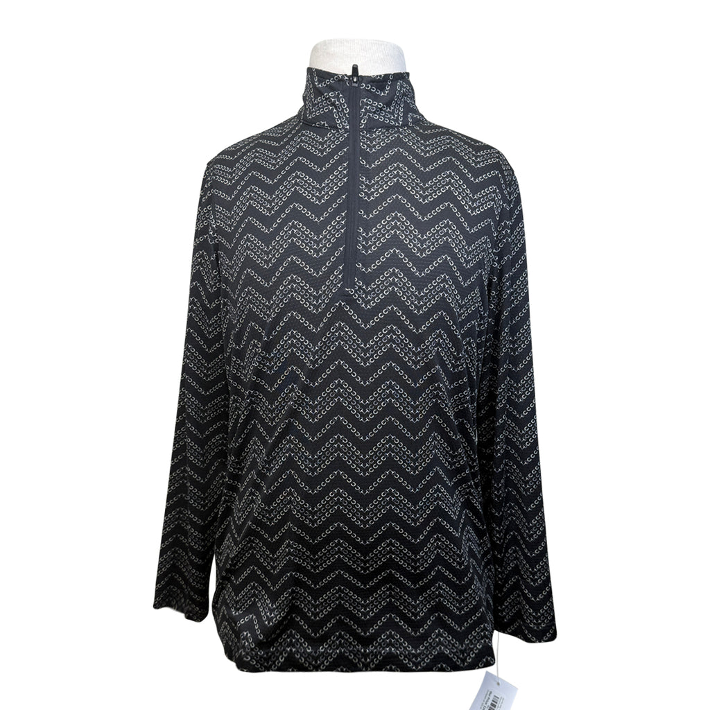 Kerrits Kids 'Ice Fil Lite' Long Sleeve Shirt in Black/Snaffle Chevron