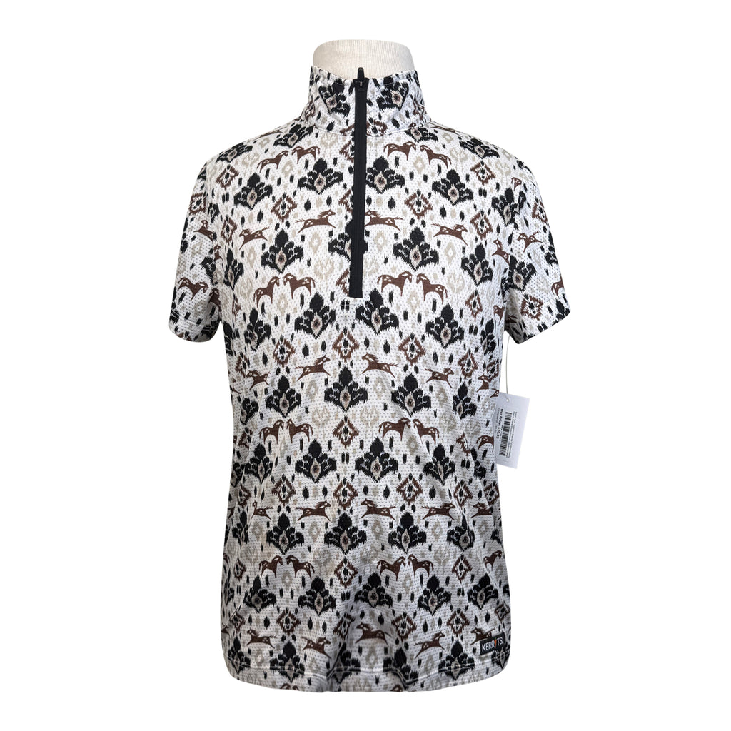 Kerrits Kids 'Summer Ride Ice Fil' Short Sleeve Shirt in White/Brown Horses 