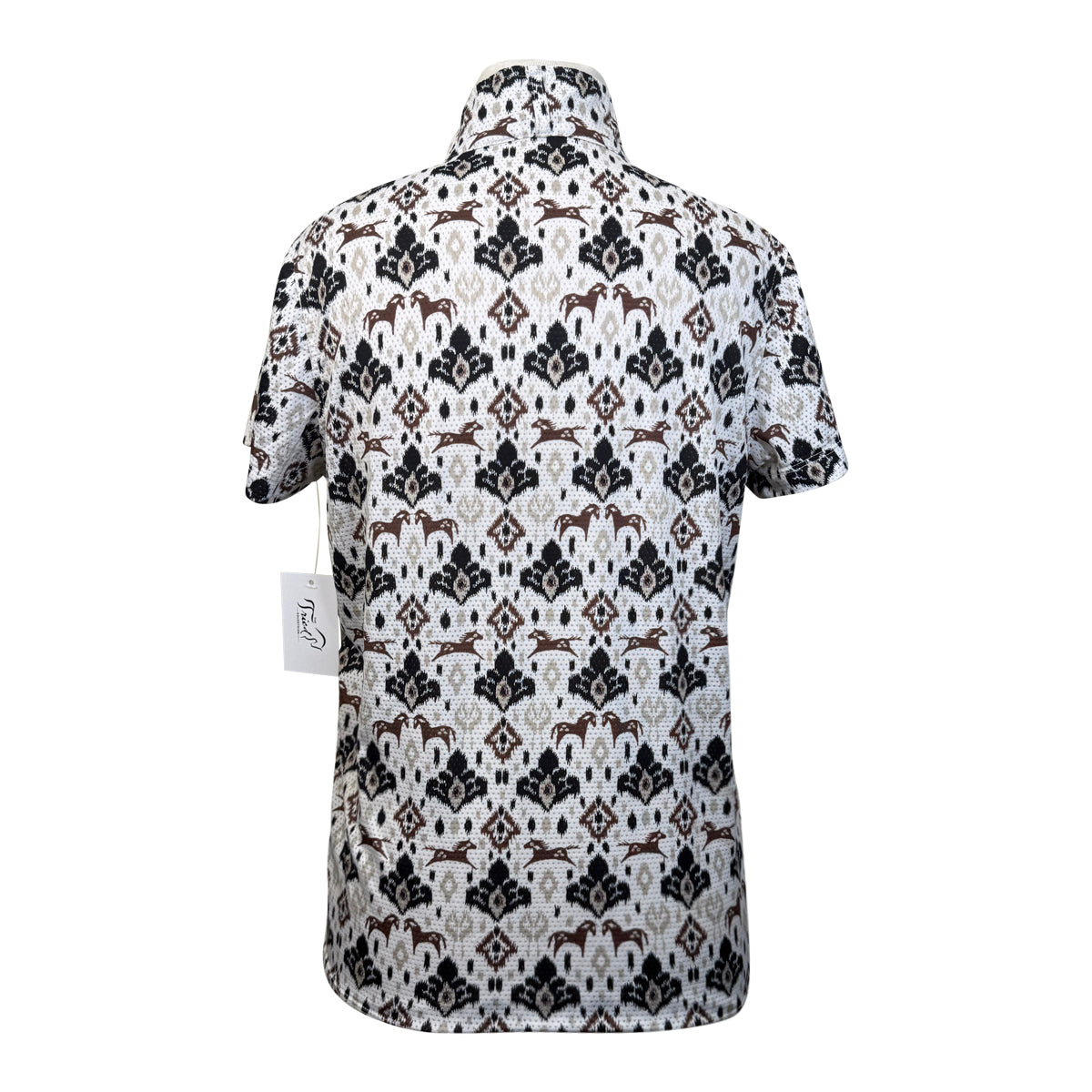Kerrits Kids 'Summer Ride Ice Fil' Short Sleeve Shirt in White/Brown Horses 