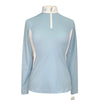 Cavalleria Toscana Perforated Panel Shirt in Light Blue/White