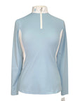 Cavalleria Toscana Perforated Panel Shirt in Light Blue/White