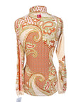 Kastel Long Sleeve 1/4 Zip w/ Striped Trim in Warm Tone Paisley