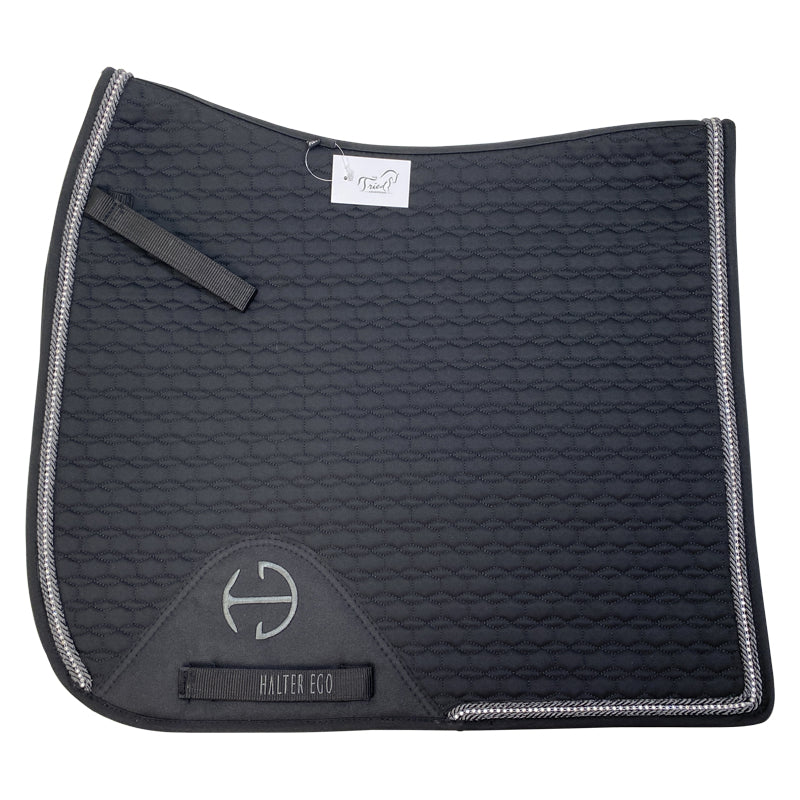 Halter Ego European Cotton Dressage Pad in Black/Gunmetal - Full