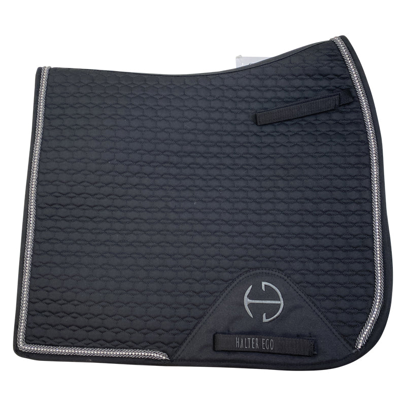 Halter Ego European Cotton Dressage Pad in Black/Gunmetal - Full