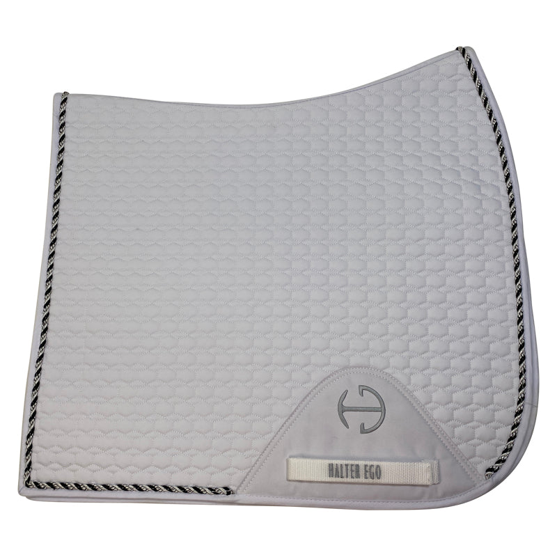 Halter Ego European Cotton Dressage Pad in White/B+W Trim - Full