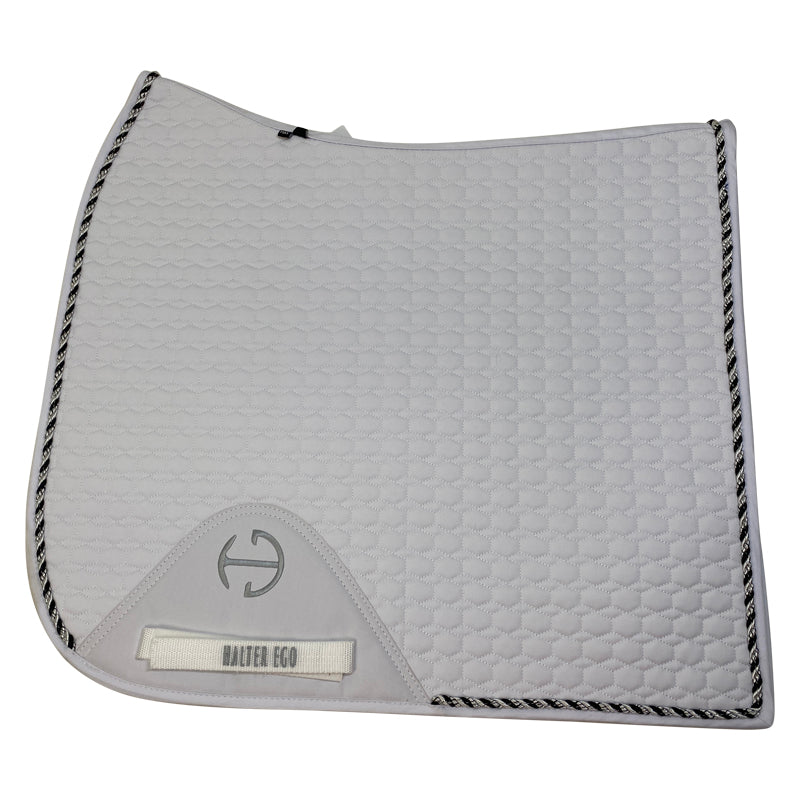 Halter Ego European Cotton Dressage Pad in White/B+W Trim - Full