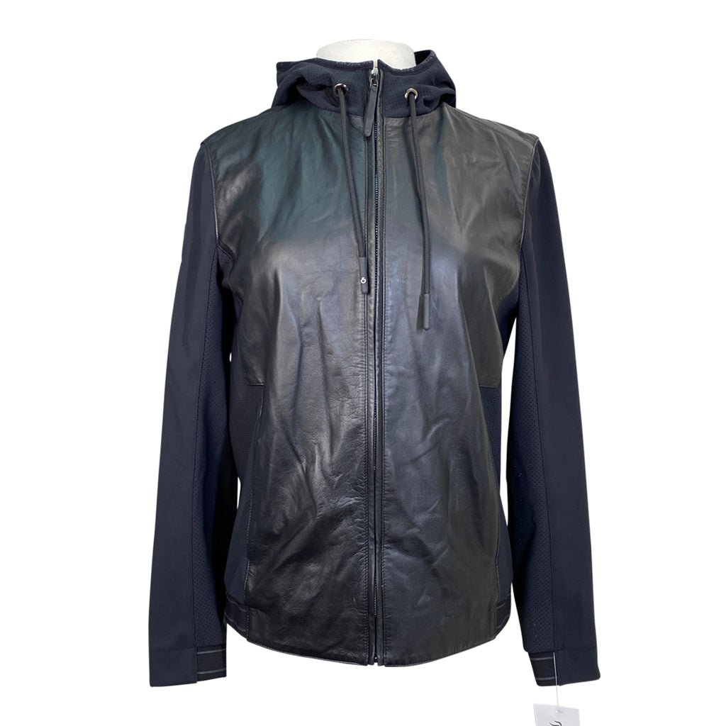 Cavalleria Toscana Hooded Leather Zip Ladies Jacket in Black