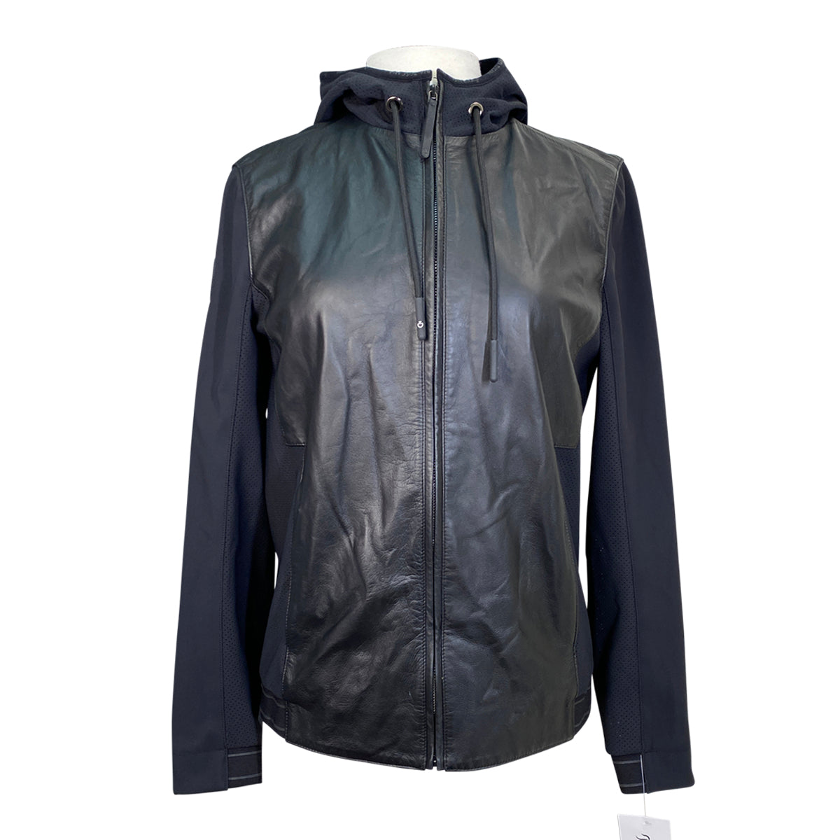 Cavalleria Toscana Hooded Leather Zip Ladies Jacket in Black