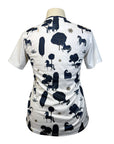 Espoir Crew Neck T-Shirt in White/Navy Horses 