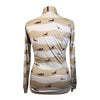 Espoir Quarter Zip Sun Shirt in Tan Stripe Horses
