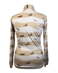 Espoir Quarter Zip Sun Shirt in Tan Stripe Horses