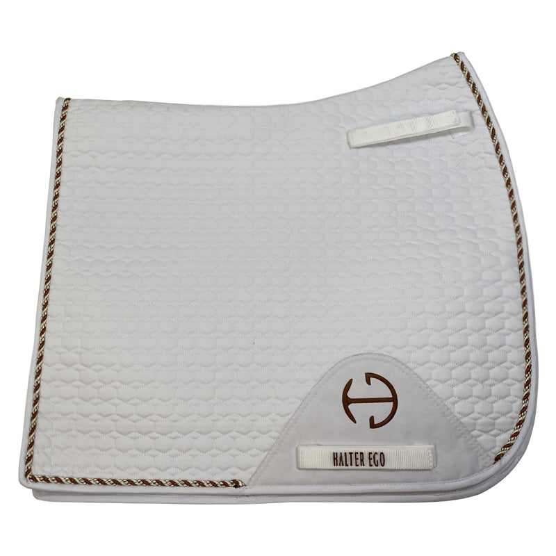 Halter Ego European Cotton Dressage Pad in White/Rust - Full