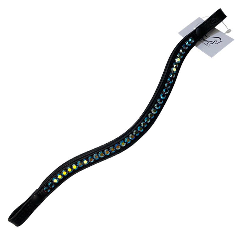 Halter Ego Crystal Patent Wave Browband in Patent Black/Bermuda Blue - 16.5