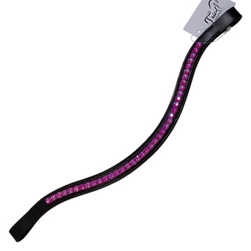 Halter Ego Crystal Wave Browband in Brown/Hot Pink - Full