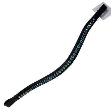 Halter Ego Crystal Patent Wave Browband in Patent Black/Bermuda Blue - 17.5