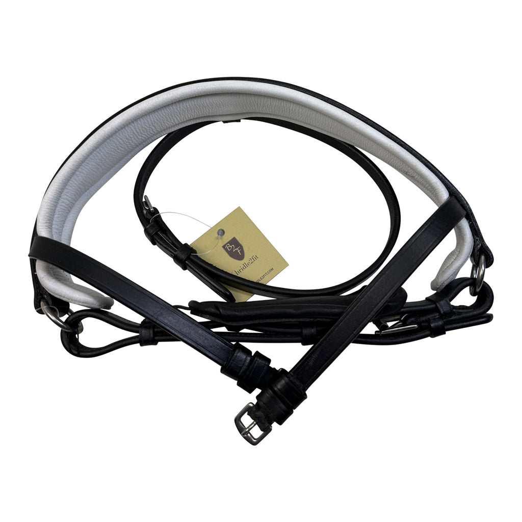 Bridle2Fit Flat Noseband S1 in Black w/White Padding