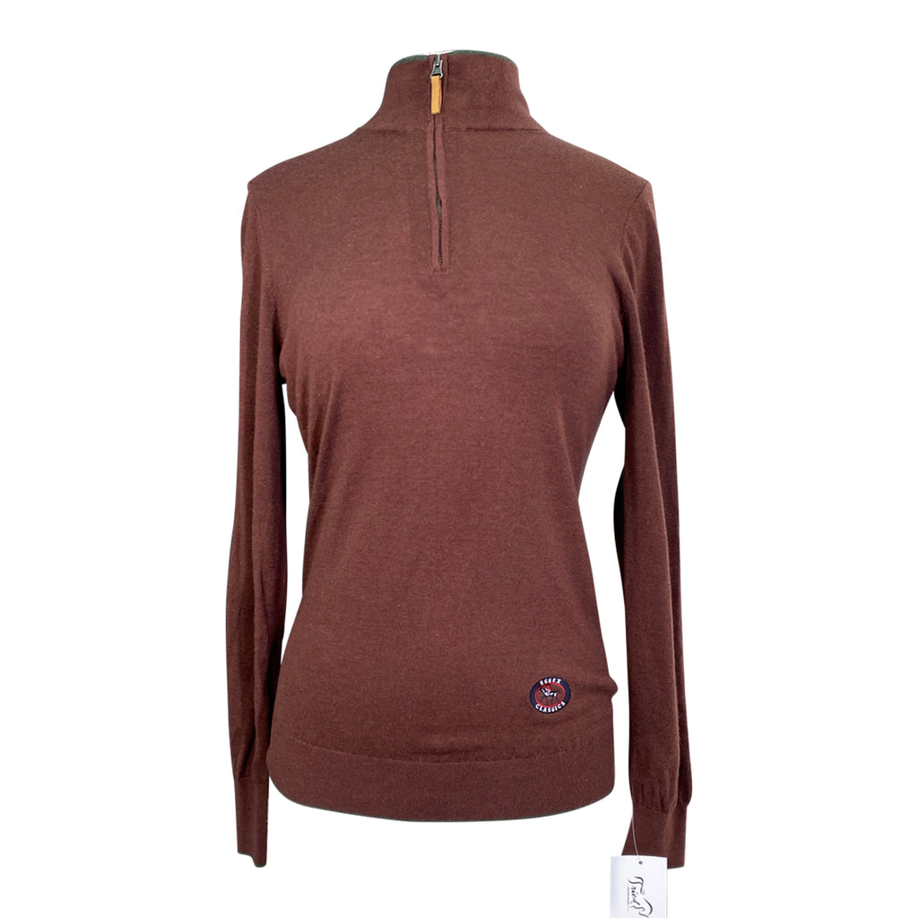 Essex Classics Trey Quarter-Zip Sweater in Maroon