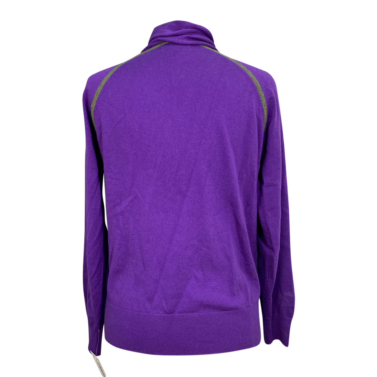 Essex “Charlize” Funnel Neck Sweater in Purple w/Green