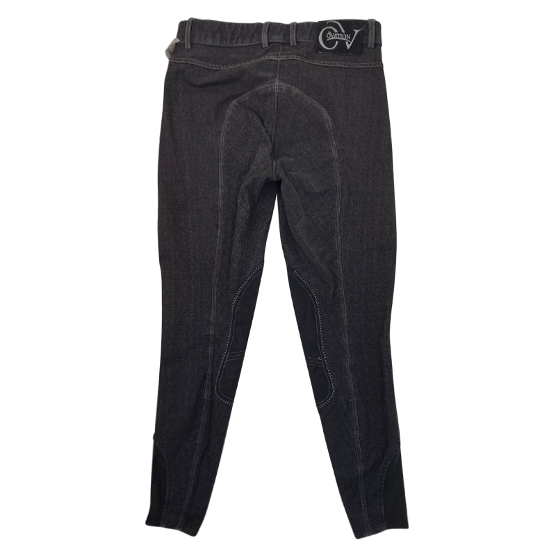 Back of Ovation 'Melange' Knee Patch Breeches in Black Denim
