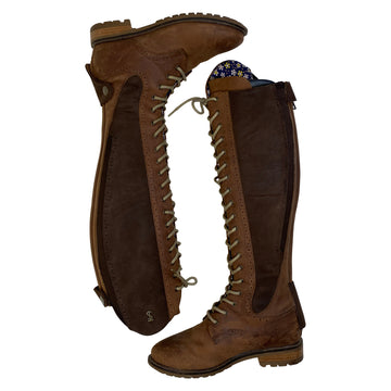 Tredstep 'Legacy' Front Lace Tall Boots in Mahogany