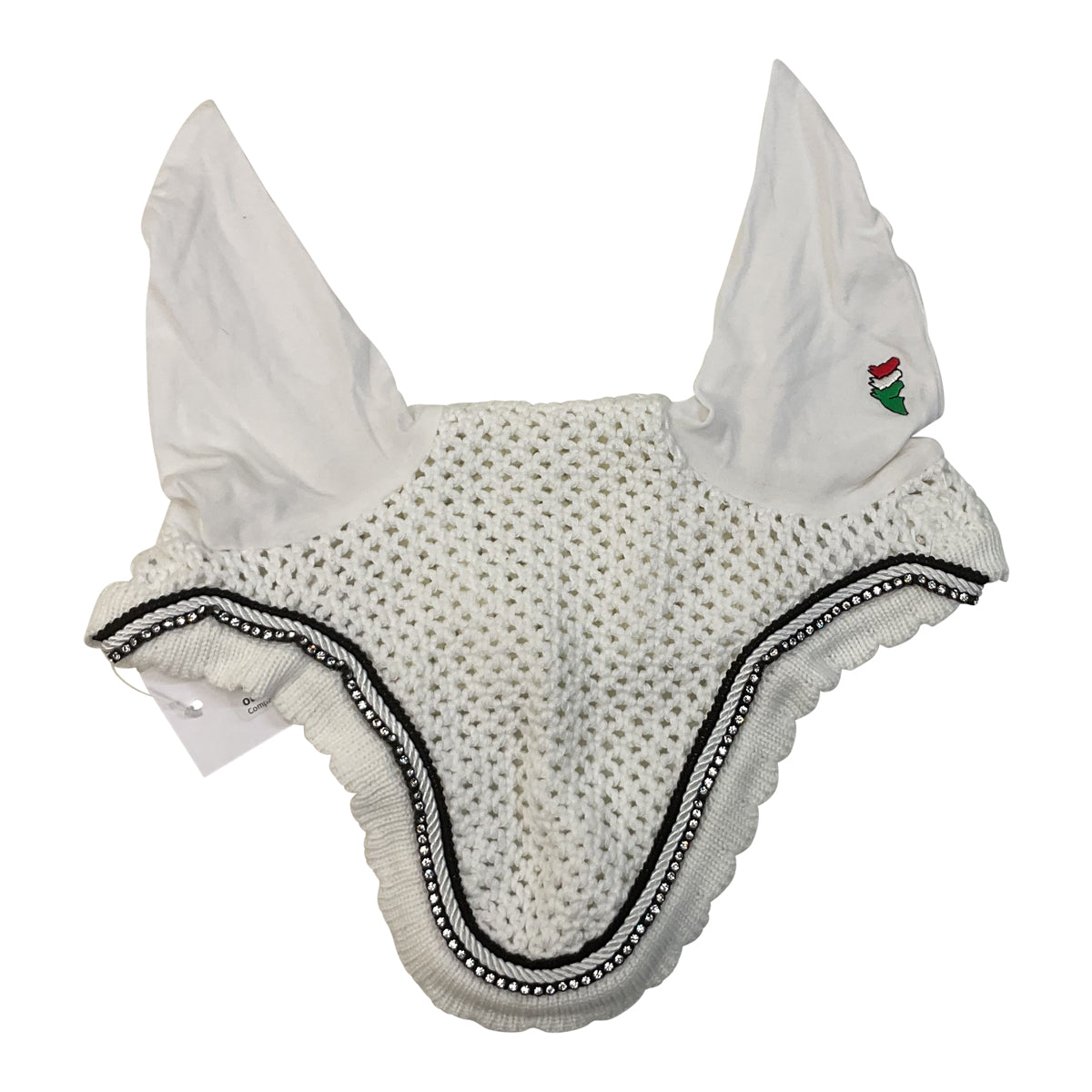 Equiline Rio Ear Bonnet With Rhinestone Trim in White