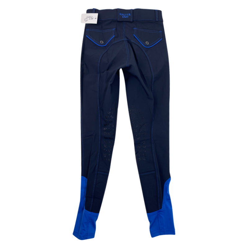 Back pof Halter Ego 'Perfection' Breeches in Deep Navy/Royal Piping