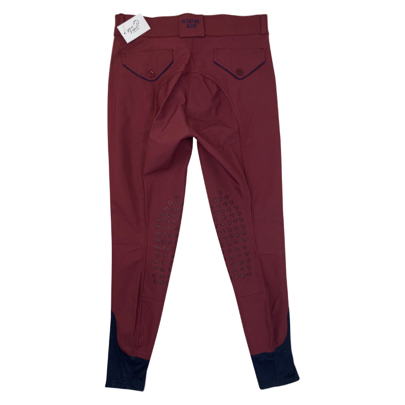 Back of Halter Ego &#39;Perfection&#39; Breeches in Burgundy/Navy Piping