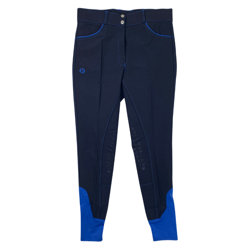Halter Ego &#39;Perfection&#39; Breeches in Deep Navy/Royal Piping