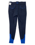 Back of Halter Ego 'Perfection' Breeches in Deep Navy/Royal Piping