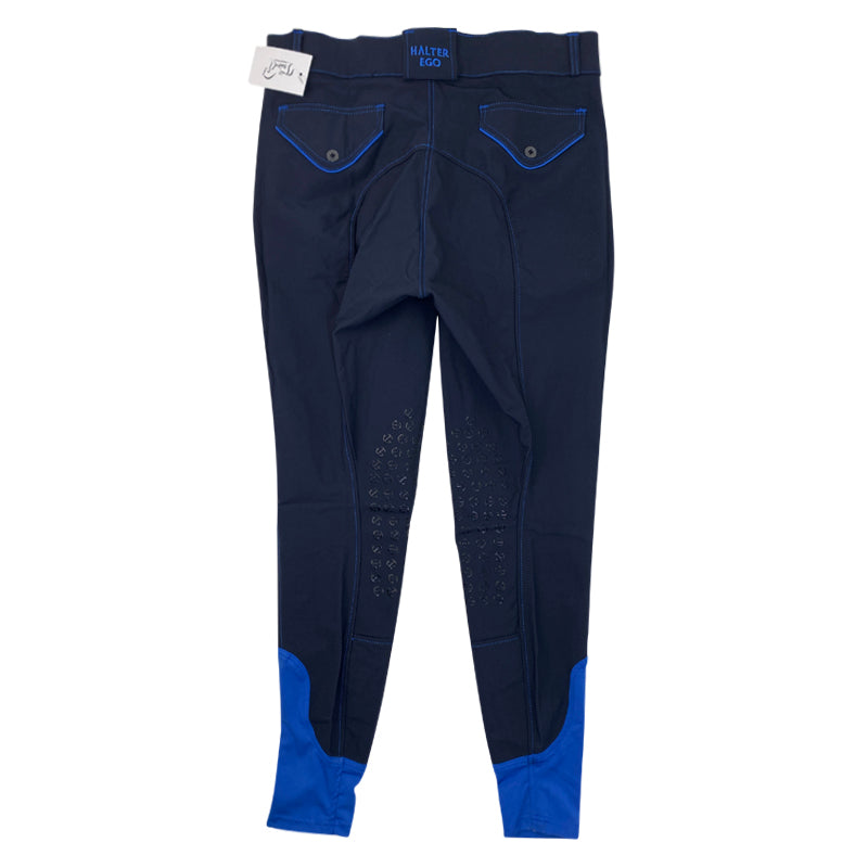 Back of Halter Ego 'Perfection' Breeches in Deep Navy/Royal Piping