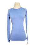 Front of TKEQ 'The Kennedy' Seamless Long Sleeve Shirt in Periwinkle - Women's L/XL