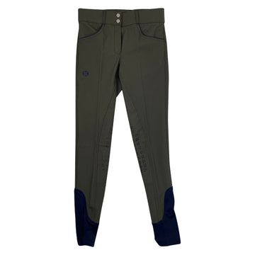 Halter Ego 'Perfection' Breeches in Olive Green/Navy Piping
