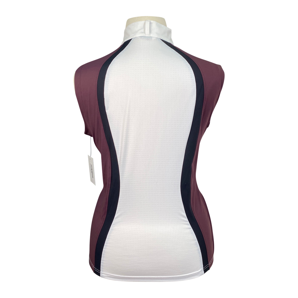 Kerrits 'Affinity®' Sleeveless Show Shirt in White/Burgandy/Black