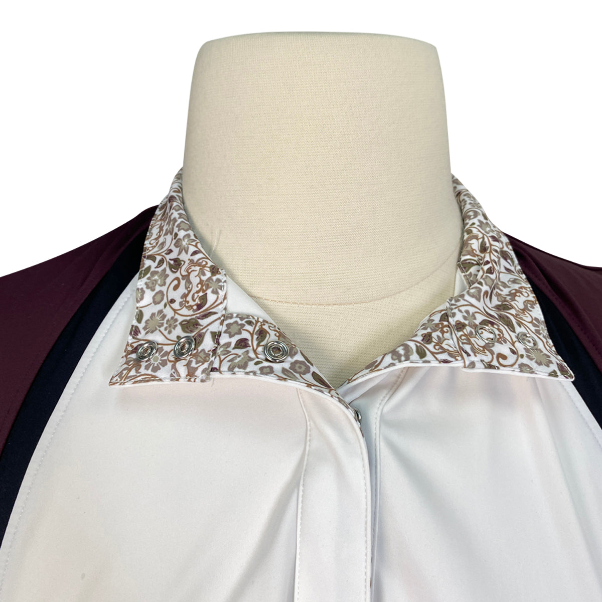 Kerrits 'Affinity®' Sleeveless Show Shirt in White/Burgandy/Black
