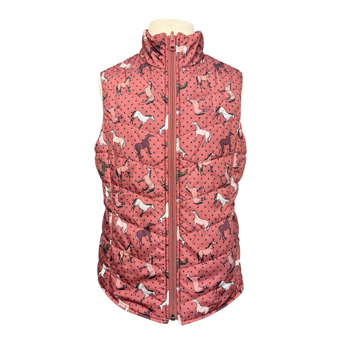 Ariat 'Bella' Kids Reversible Insulated Vest in Pink Ponies/Purple