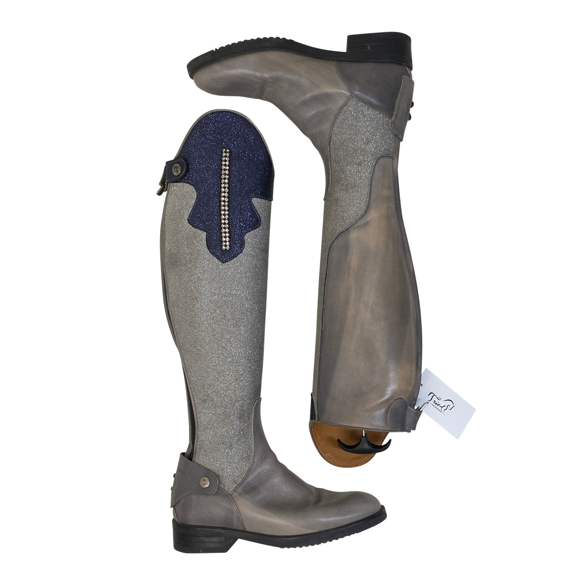 Romitelli Custom Dressage Boots in Grey/Sparkles